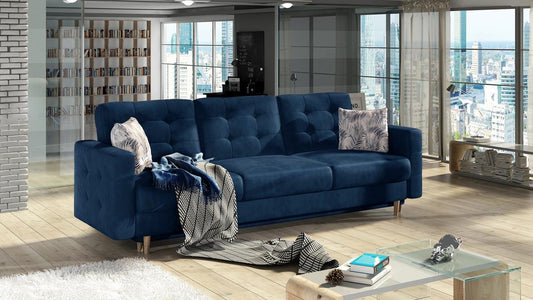 Asgard Schlafsofa 235x95 cm Dunkelblau (Samt)