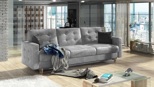 Asgard Schlafsofa 235x95 cm Grau (Samt - Monolith)