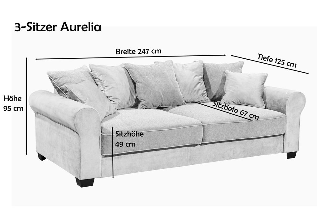 Aurelia 3-Sitzer 2-farbig Aubergine