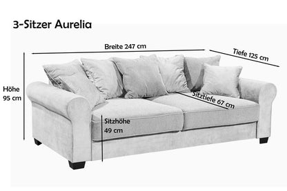 Aurelia 3-Sitzer 2-farbig Aubergine