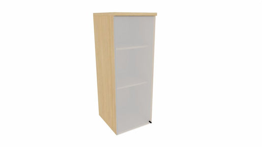 E10 Aktenaufsatzschrank 3 Ordnerhöhen mit Glastür, 40 cm Breit, Eiche