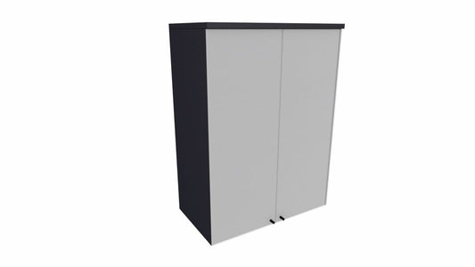 E10 Aktenaufsatzschrank 3 Ordnerhöhen mit Glastüren, 80 cm Breit, Schwarz