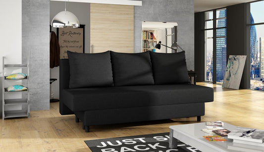 Amaza Schlafsofa 190x82 cm Schwarz (Webstoff)