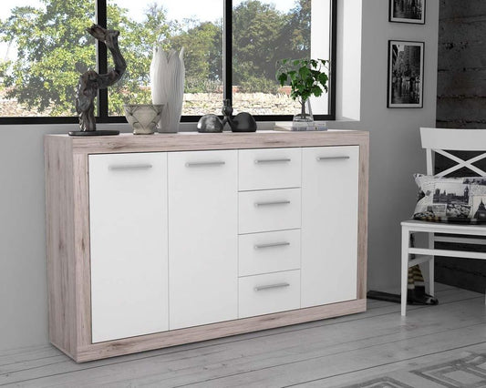 BERGEN Sideboard groß Sandeiche / Weiß