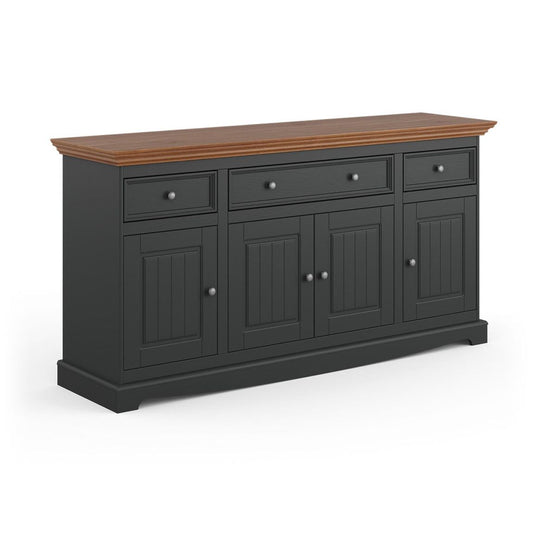 Belluno Elegante Massivholz Sideboard mit 4 Türen Grafit / Eiche