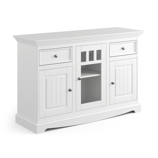 Belluno Elegante Massivholz Sideboard mit Glastür Weiß