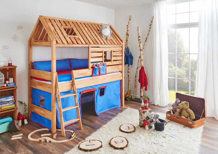 Spielbett Tom´s Hütte 20584 Stoffset Blau/Rot - Froschkönig24