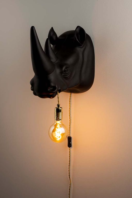 MIND YOUR OWN RHINO Wandlampe Schwarz