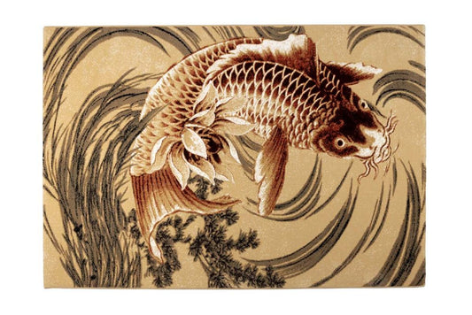 THE LEGEND OF KOI Teppich mit Print 160x230 Beige / Orangerot