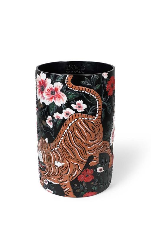 SONGS OF THE NIGHT TIGER Vase, handbemaltes Tiger Motiv