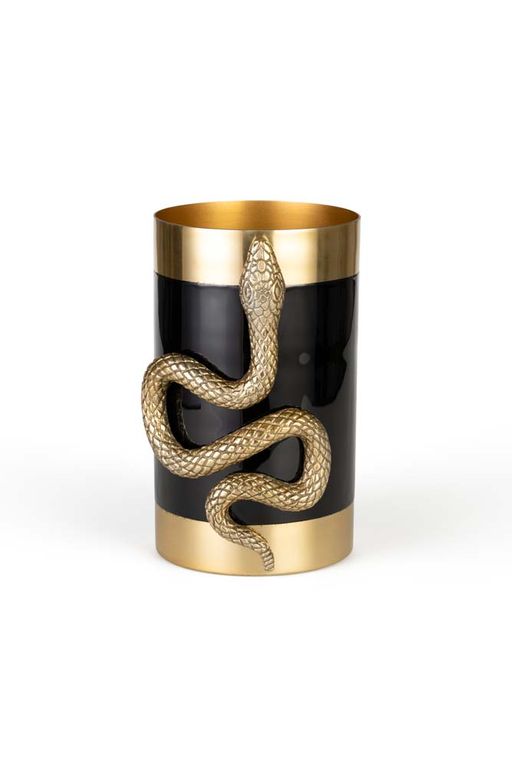 NEVER HURT A SNAKE Vase M Schwarz / Gold