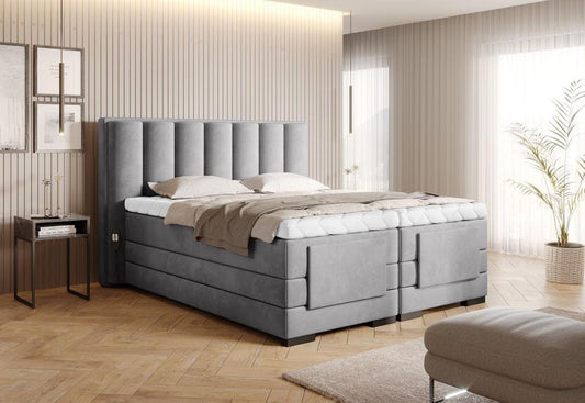 Veros Boxspringbett mit Motor 140 - 180 cm; Grau (Samt)