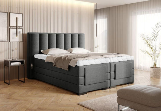 Veros Boxspringbett mit Motor 140 - 180 cm; Grau (Webstoff)