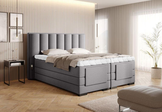 Veros Boxspringbett mit Motor 140 - 180 cm; Grau (Velour)