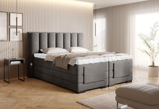 Veros Boxspringbett mit Motor 140 - 180 cm; Grau (Samt)