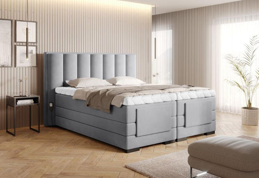 Veros Boxspringbett mit Motor 140 - 180 cm; Grau (Webstoff)