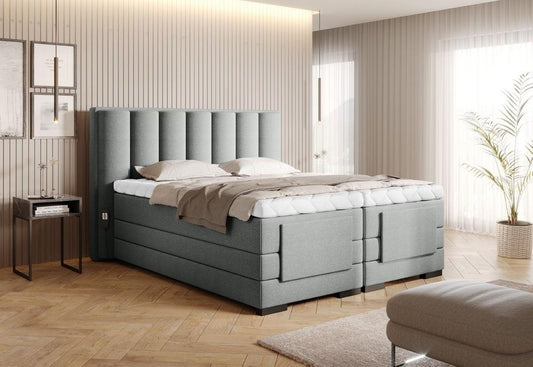 Veros Boxspringbett mit Motor 140 - 180 cm; Grau (Webstoff)