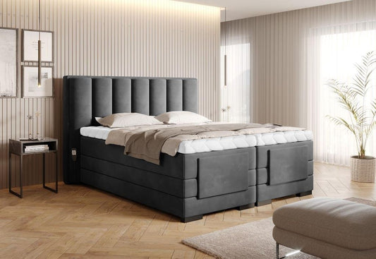 Veros Boxspringbett mit Motor 140 - 180 cm; Dunkelgrau (Samt)