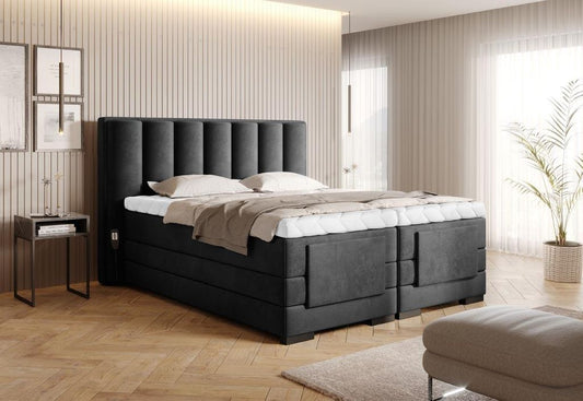 Veros Boxspringbett mit Motor 140 - 180 cm; Dunkelgrau (Samt)