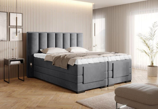 Veros Boxspringbett mit Motor 140 - 180 cm; Dunkelgrau (Webstoff)