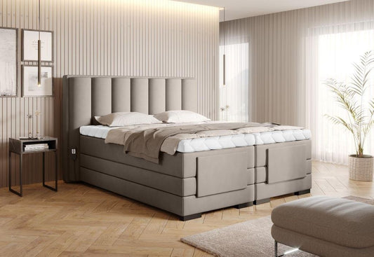 Veros Boxspringbett mit Motor 140 - 180 cm; Beige (Velour )