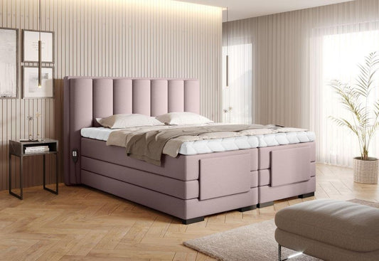 Veros Boxspringbett mit Motor 140 - 180 cm; Rosa (Velour)