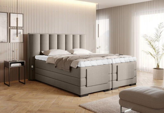 Veros Boxspringbett mit Motor 140 - 180 cm; Braun (Webstoff)