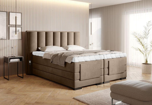 Veros Boxspringbett mit Motor 140 - 180 cm; Braun (Samt)