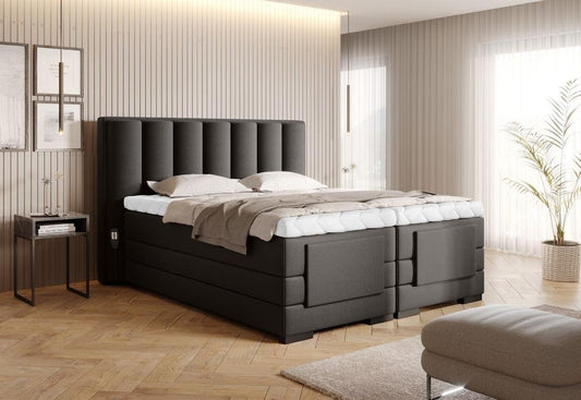 Veros Boxspringbett mit Motor 140 - 180 cm; Dunkelbraun (Webstoff)