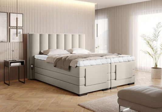 Veros Boxspringbett mit Motor 140 - 180 cm; Beige (Webstoff)