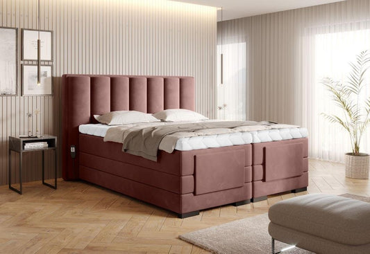 Veros Boxspringbett mit Motor 140 - 180 cm; Rosa (Webstoff)