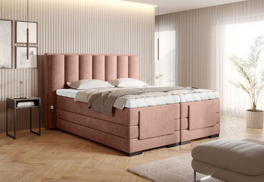 Veros Boxspringbett mit Motor 140 - 180 cm; Rosa (Samt)