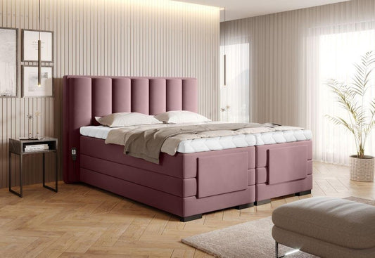 Veros Boxspringbett mit Motor 140 - 180 cm; Rosa (Velour)