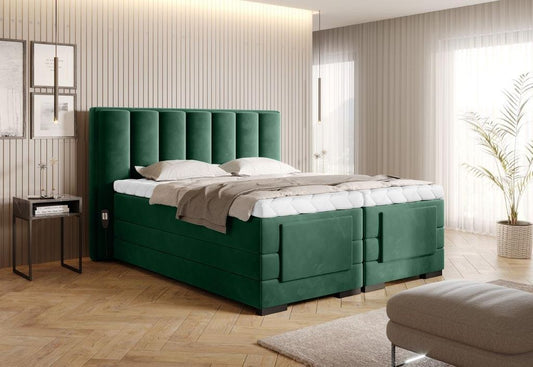 Veros Boxspringbett mit Motor 140 - 180 cm; Dunkelgrün (Webstoff)