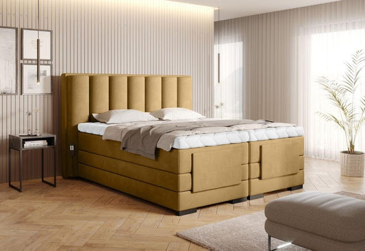 Veros Boxspringbett mit Motor 140 - 180 cm; Gelb (Samt)