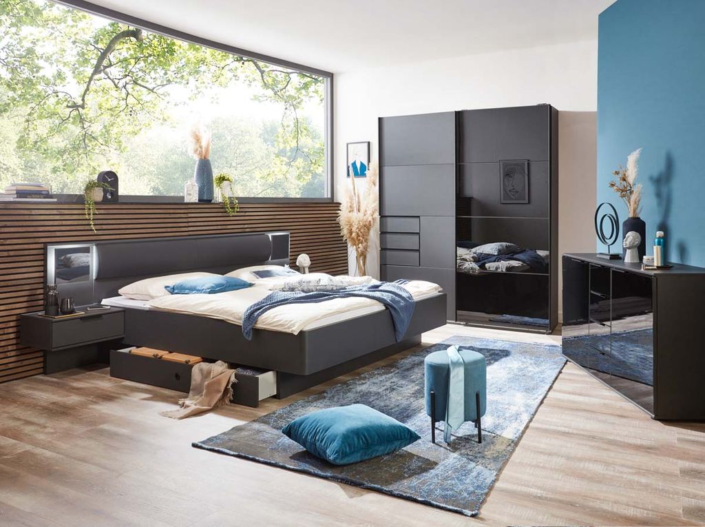 Barcelona Futonbett 160x200 cm Graphit / Schwarz