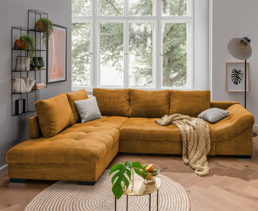 Altamura Ecksofa 298 x 202 cm, mit ausziehbarer Liegefläche, Cord