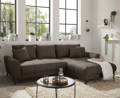 Bern Ecksofa 281 x 189 cm, mit Schlaffunktion und Bettkasten Espresso