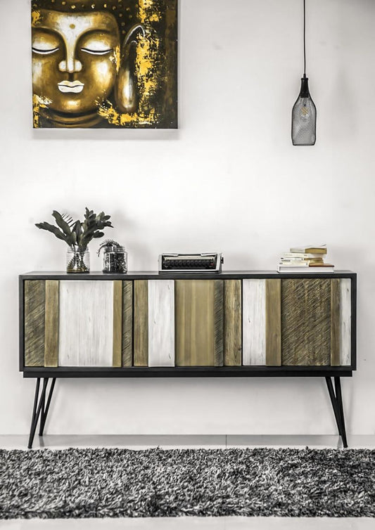 Adesso Massivholz Sideboard Akazie / Schwarz