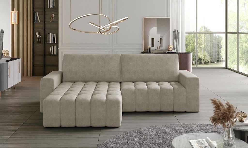 Bonett Ecksofa 250 x 175 cm Beige (Kunstleder)