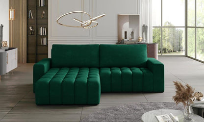 Bonett Ecksofa 250 x 175 cm Dunkelgrün (Webstoff)