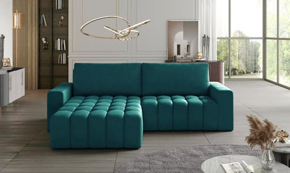 Bonett Ecksofa 250 x 175 cm Blau (Samt - Matt)