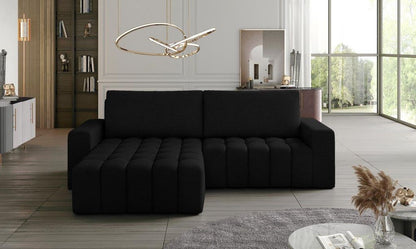 Bonett Ecksofa 250 x 175 cm Schwarz (Webstoff)