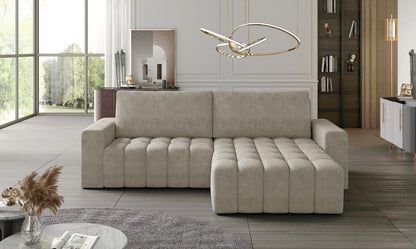 Bonett Ecksofa 250 x 175 cm Beige (Kunstleder)