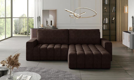 Bonett Ecksofa 250 x 175 cm Braun (Kunstleder)