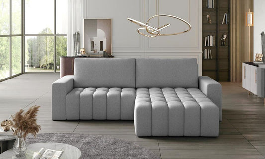 Bonett Ecksofa 250 x 175 cm Hellgrau (Webstoff)