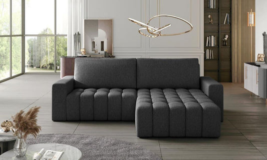 Bonett Ecksofa 250 x 175 cm Dunkelgrau (Webstoff)