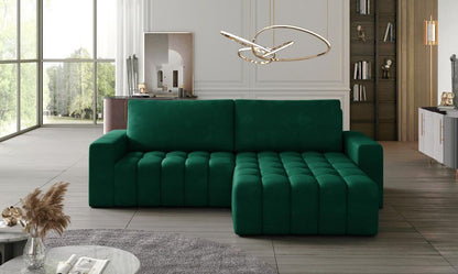 Bonett Ecksofa 250 x 175 cm Dunkelgrün (Webstoff)