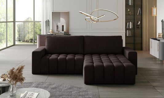 Bonett Ecksofa 250 x 175 cm Dunkelbraun (Samt)