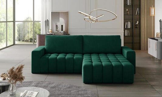 Bonett Ecksofa 250 x 175 cm Dunkelgrün (Samt)